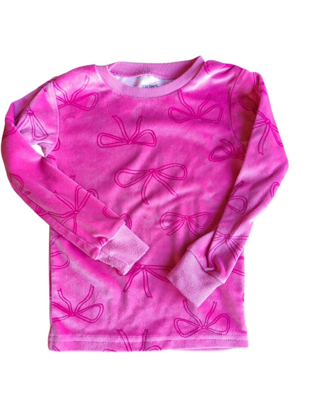 ✅4/25$✅ 3T Carter's Girls' Pink Bow Print Long-Sleeve Top E4
